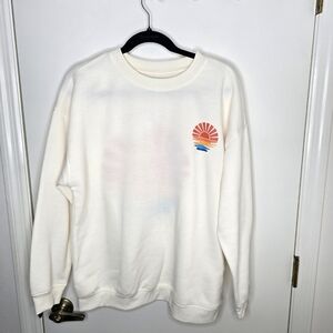 Cozy Cream Sweatshirt with Sunrise Graphic Size L NWT